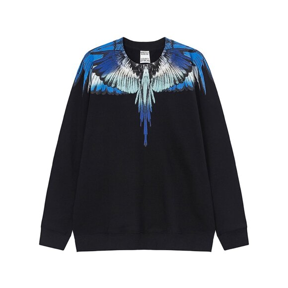 Marcelo Burlon County Of Milan Blue Wings Logo Ribbed Long Sleeve